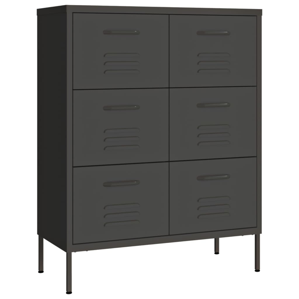 Kommode antrasitt 80x35x101,5 cm stål