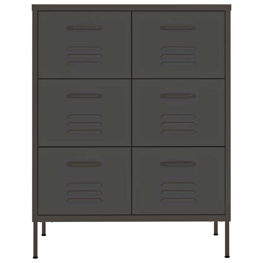 Kommode antrasitt 80x35x101,5 cm stål
