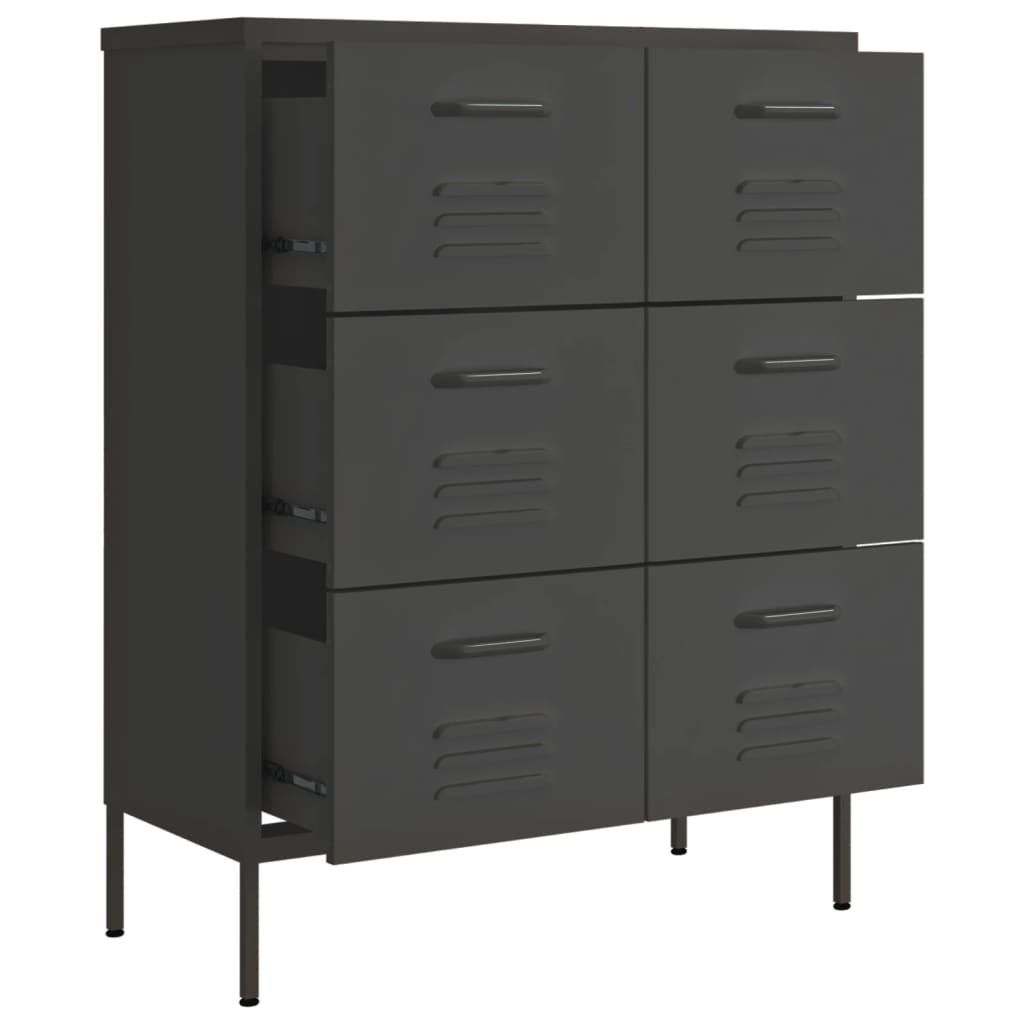 Kommode antrasitt 80x35x101,5 cm stål