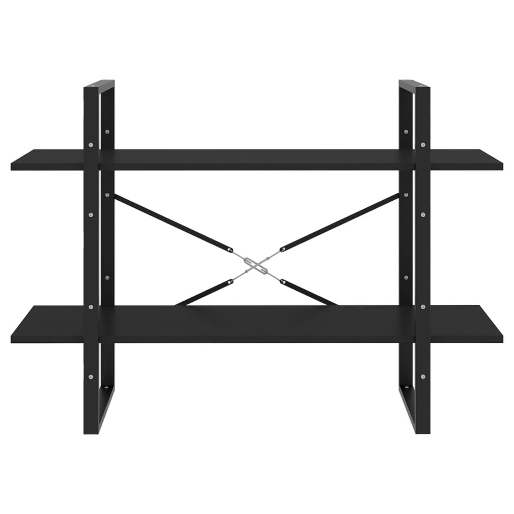 Bokhylle 2 nivåer svart 100x30x70 cm konstruert tre