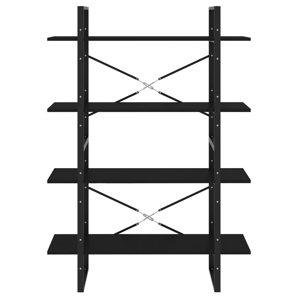 Bokhylle 4 nivåer svart 100x30x140 cm konstruert tre