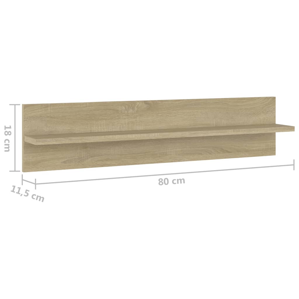 Vegghyller 2 stk sonoma eik 80x11,5x18 cm konstruert tre