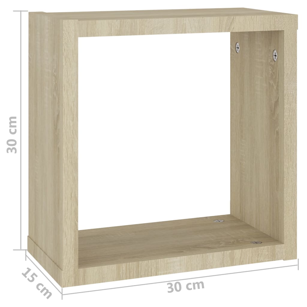 Vegghyller kubeformet 2 stk sonoma eik 30x15x30 cm