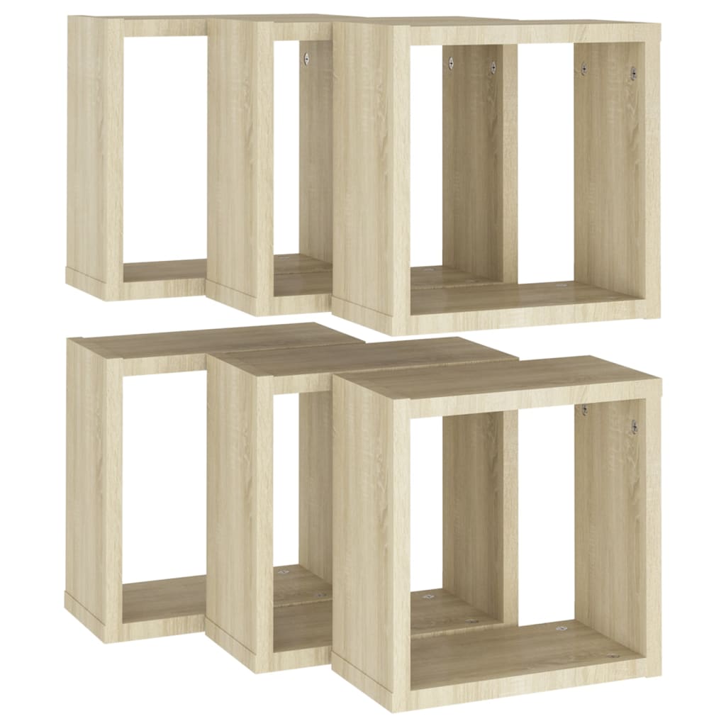 Vegghyller kubeformet 6 stk sonoma eik 30x15x30 cm