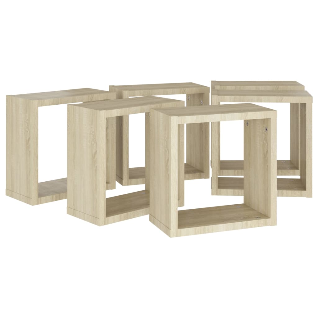 Vegghyller kubeformet 6 stk sonoma eik 30x15x30 cm