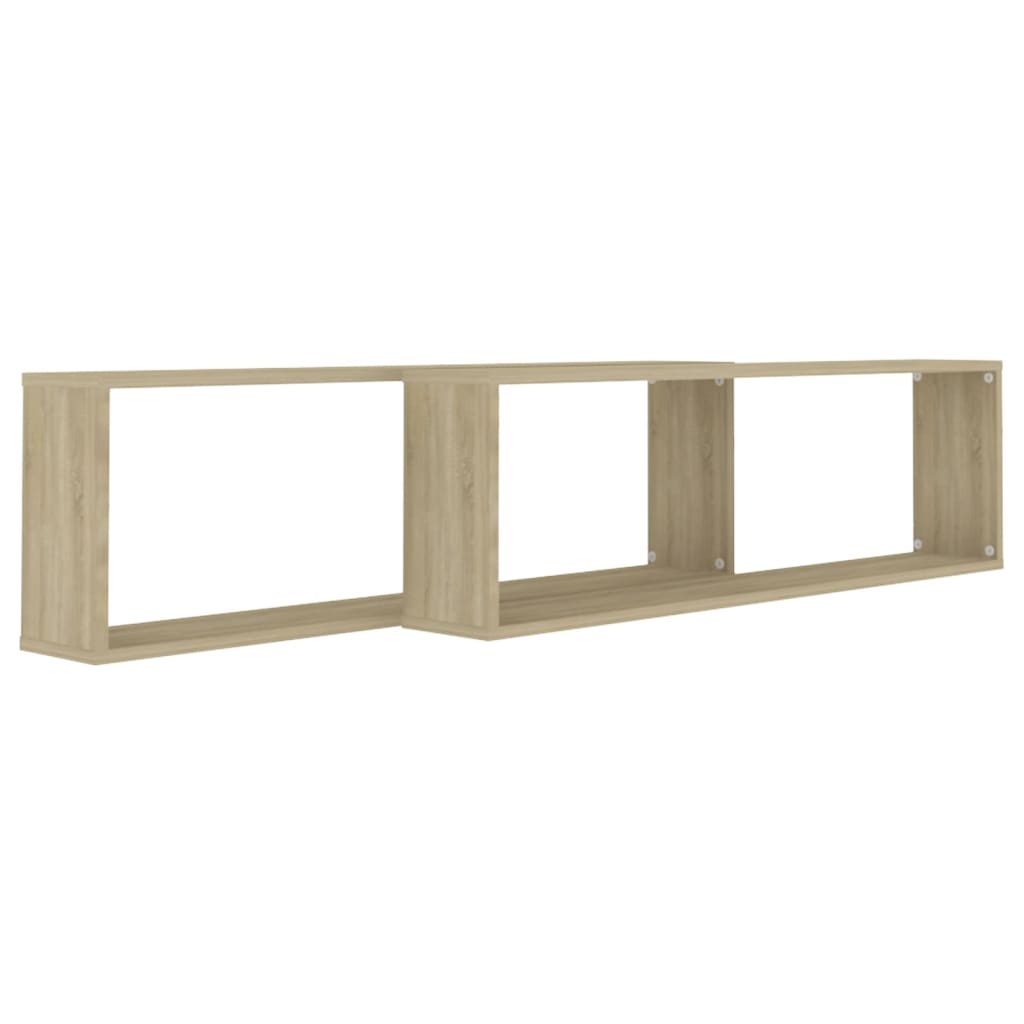 Vegghyller kubeformet 2 stk sonoma eik 100x15x30 cm sponplate