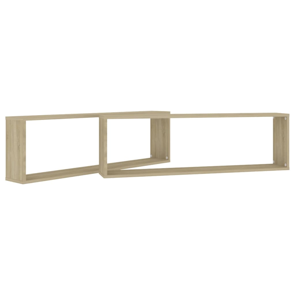 Vegghyller kubeformet 2 stk sonoma eik 100x15x30 cm sponplate