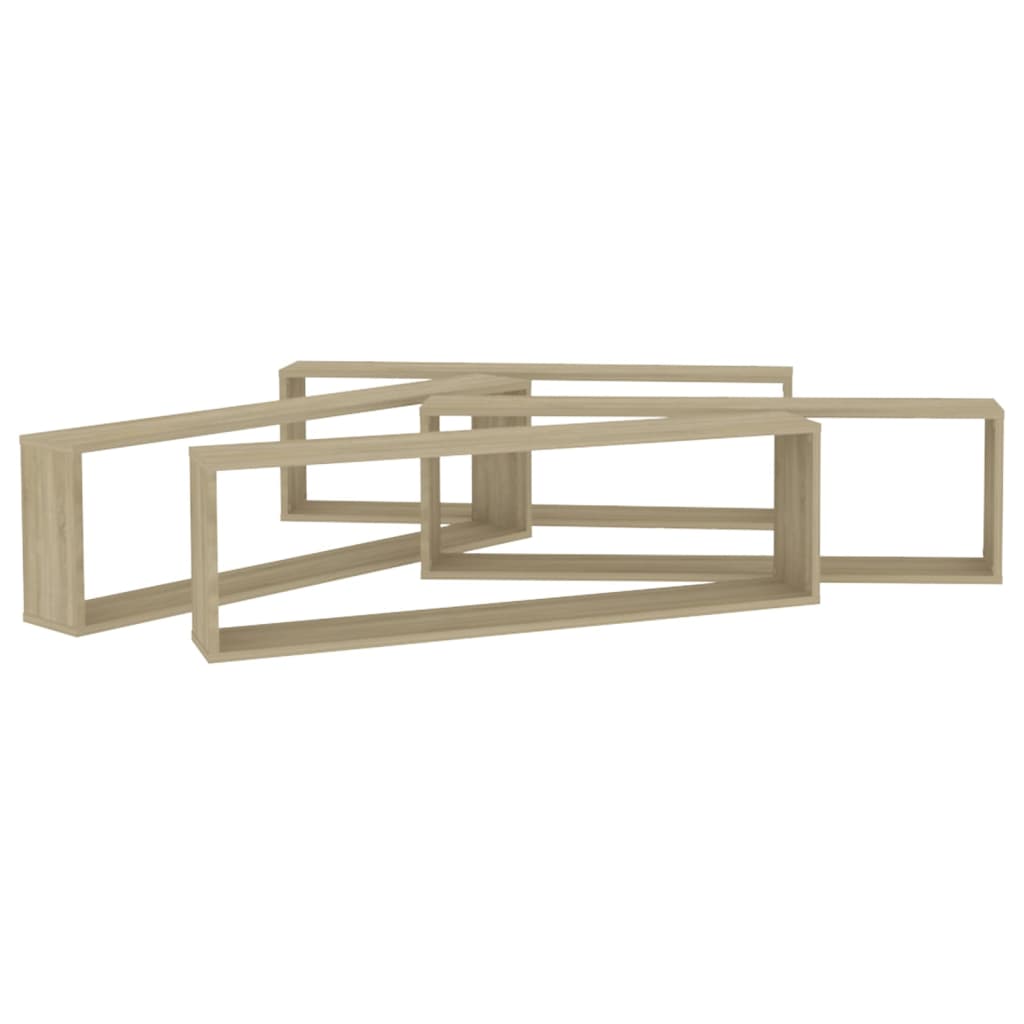 Vegghyller kubeformet 4 stk sonoma eik 100x15x30 cm sponplate