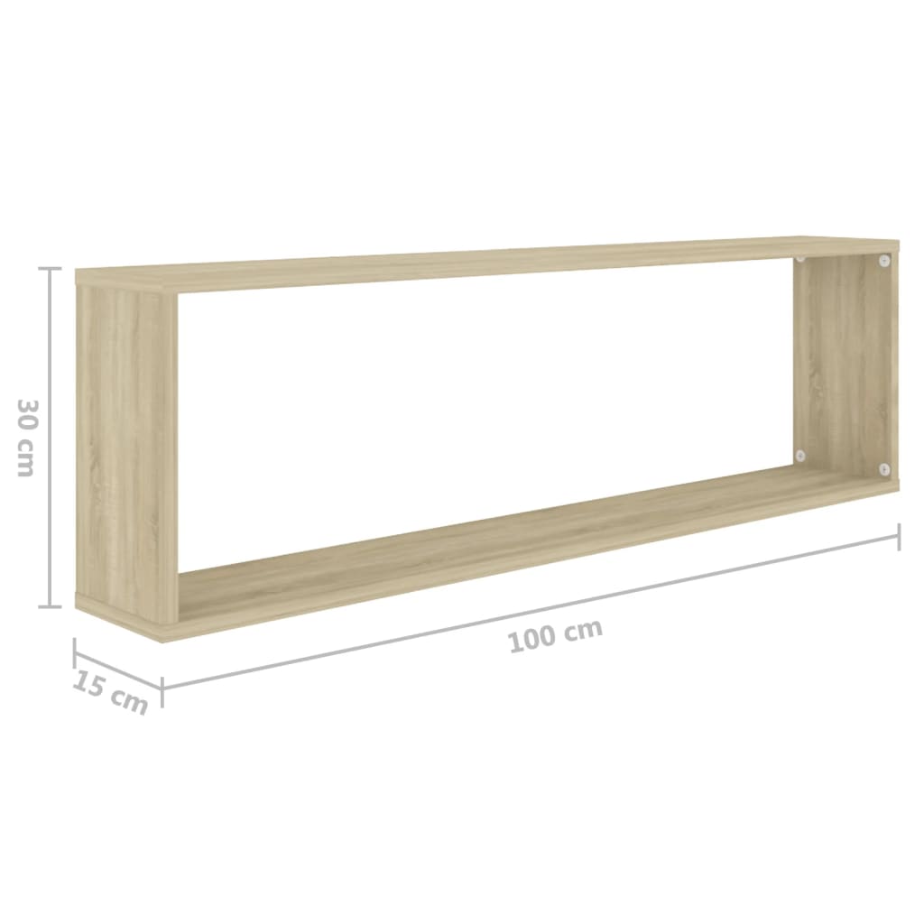 Vegghyller kubeformet 4 stk sonoma eik 100x15x30 cm sponplate