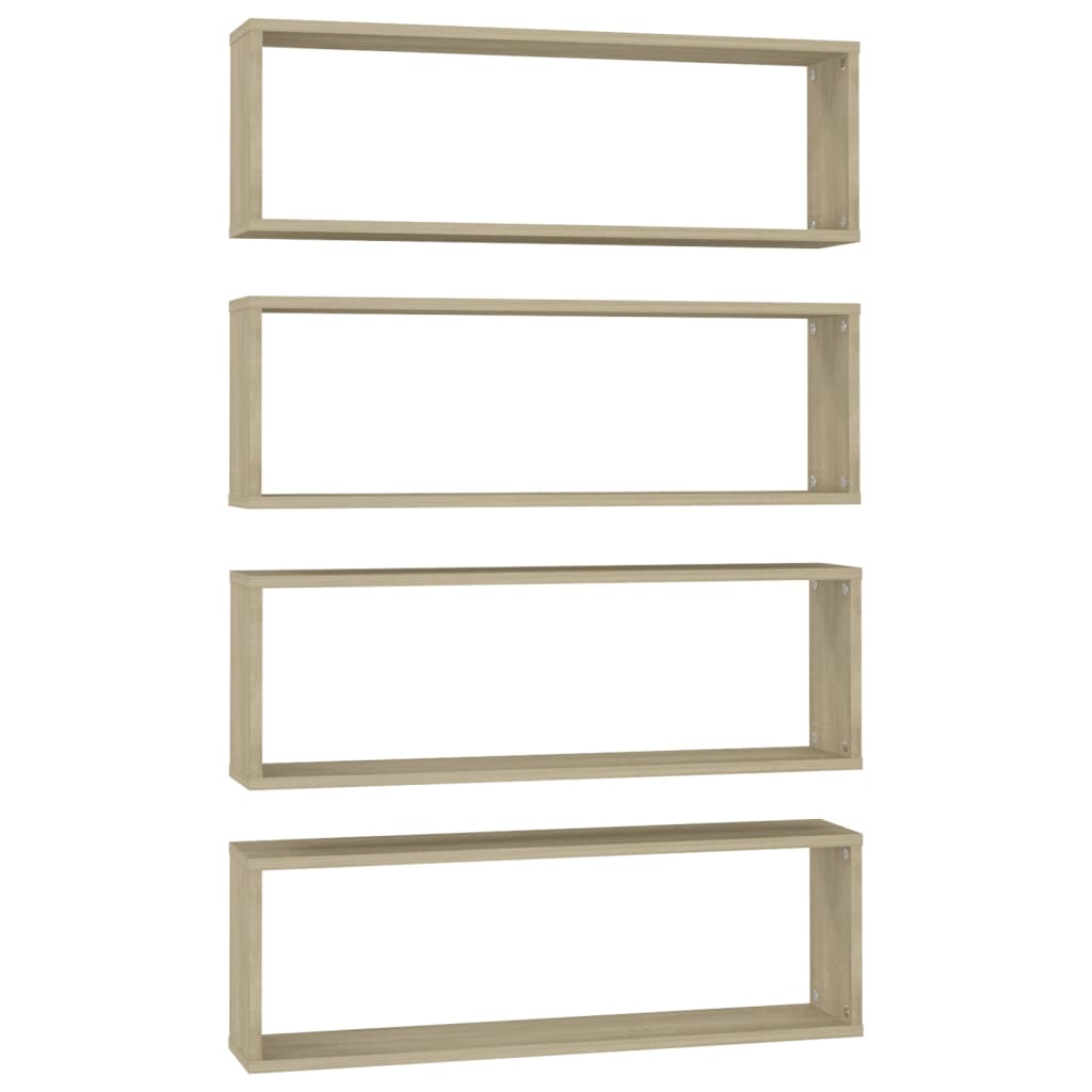 Vegghyller kubeformet 4 stk sonoma eik 80x15x26,5 cm sponplate