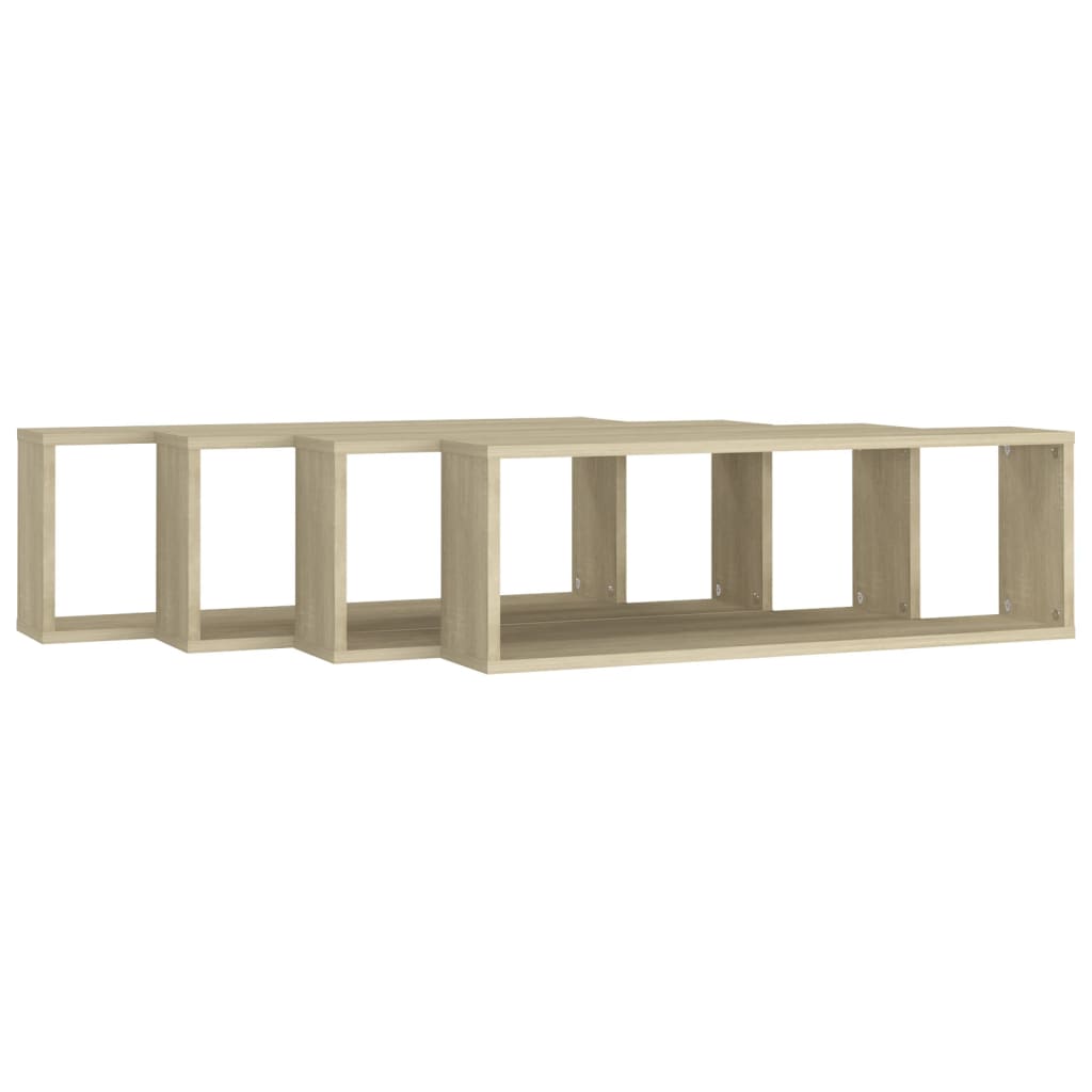 Vegghyller kubeformet 4 stk sonoma eik 80x15x26,5 cm sponplate