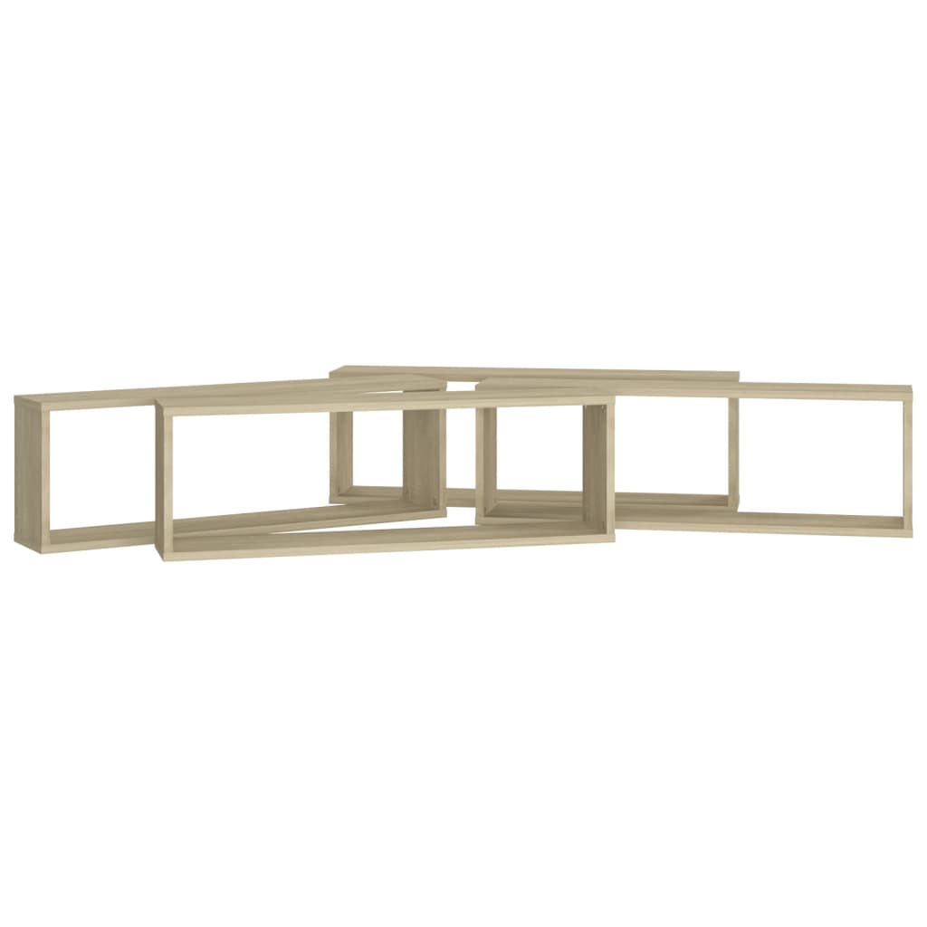 Vegghyller kubeformet 4 stk sonoma eik 80x15x26,5 cm sponplate