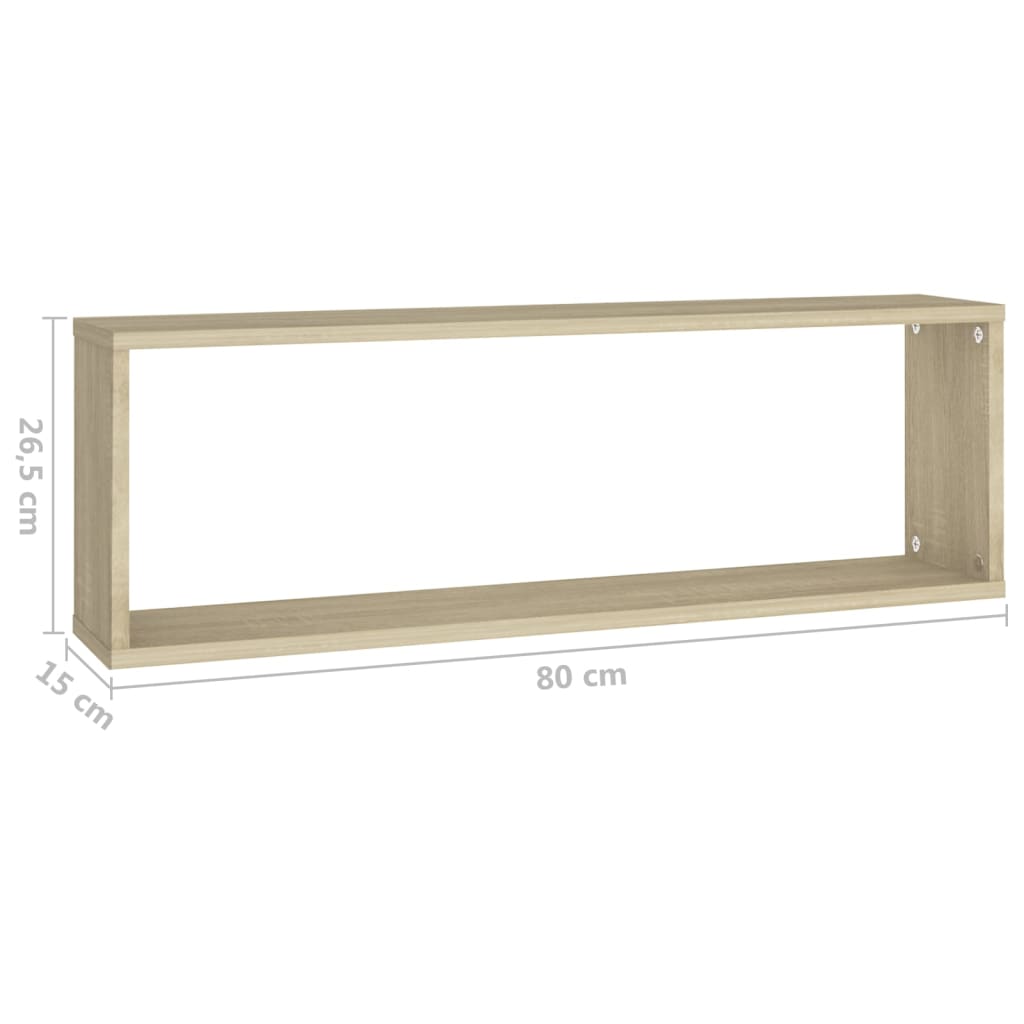 Vegghyller kubeformet 4 stk sonoma eik 80x15x26,5 cm sponplate
