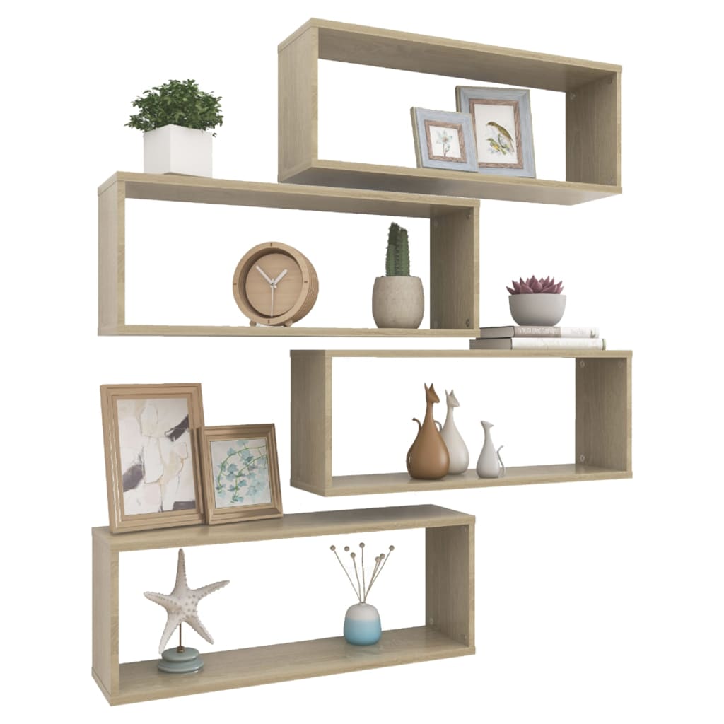 Vegghyller kubeformet 4 stk sonoma eik 60x15x23 cm sponplate