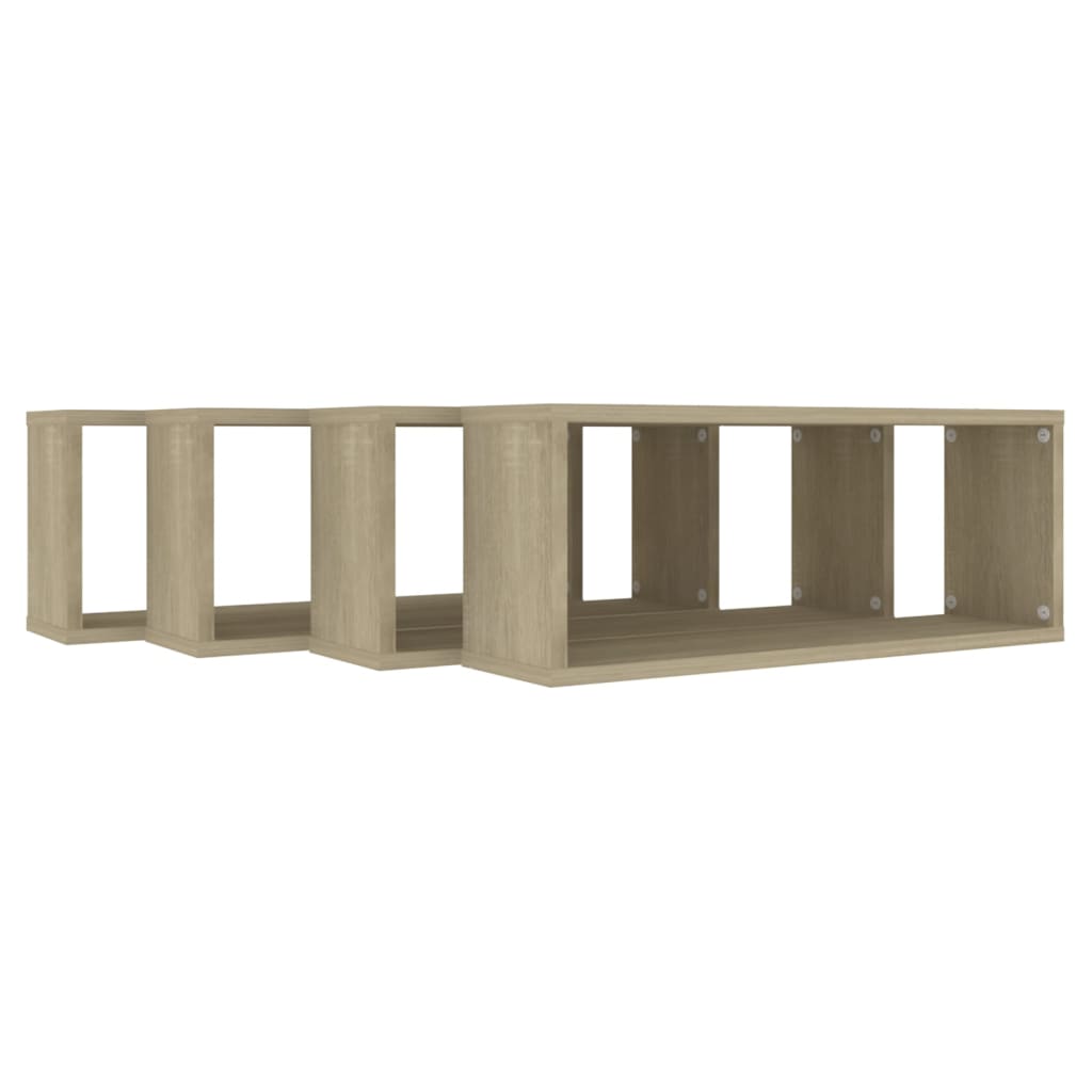 Vegghyller kubeformet 4 stk sonoma eik 60x15x23 cm sponplate