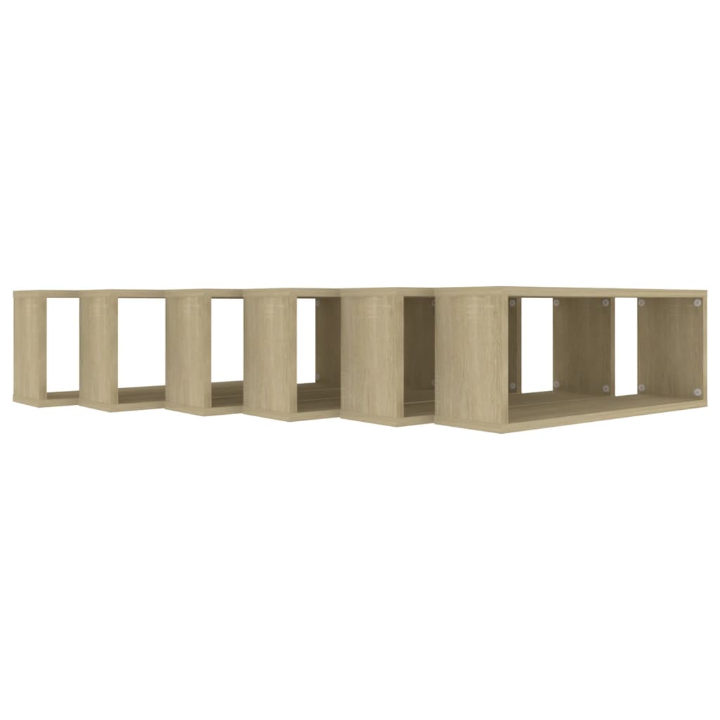 Vegghyller kubeformet 6 stk sonoma eik 60x15x23 cm sponplate