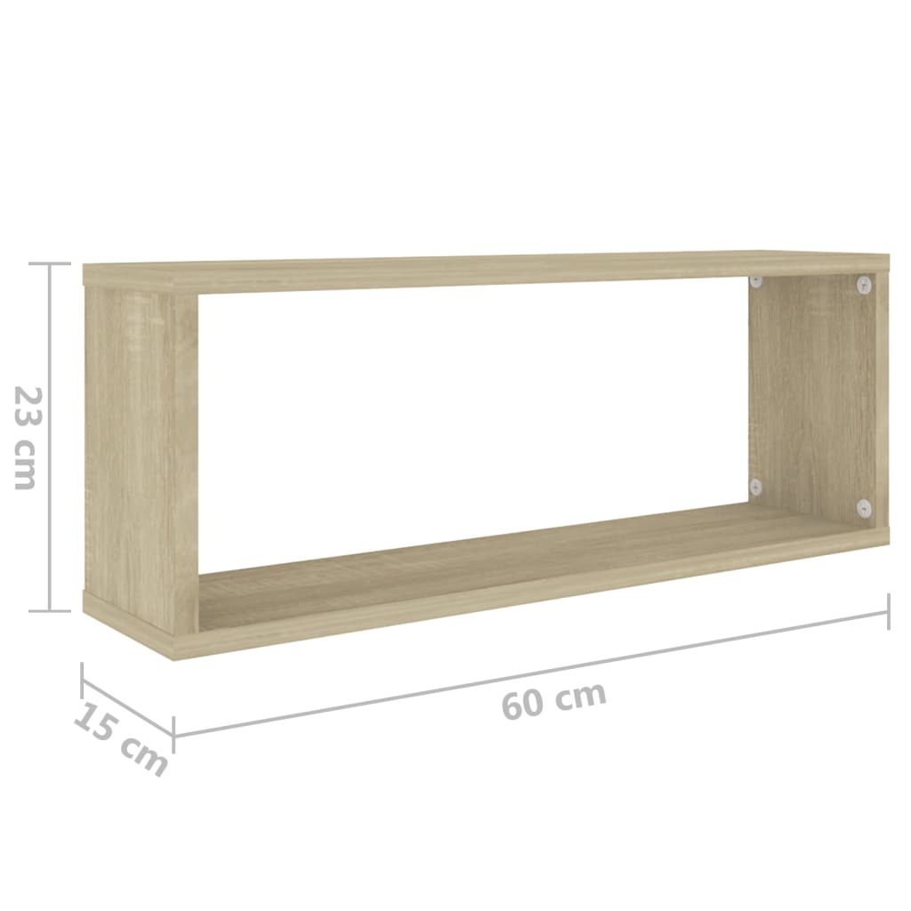 Vegghyller kubeformet 6 stk sonoma eik 60x15x23 cm sponplate