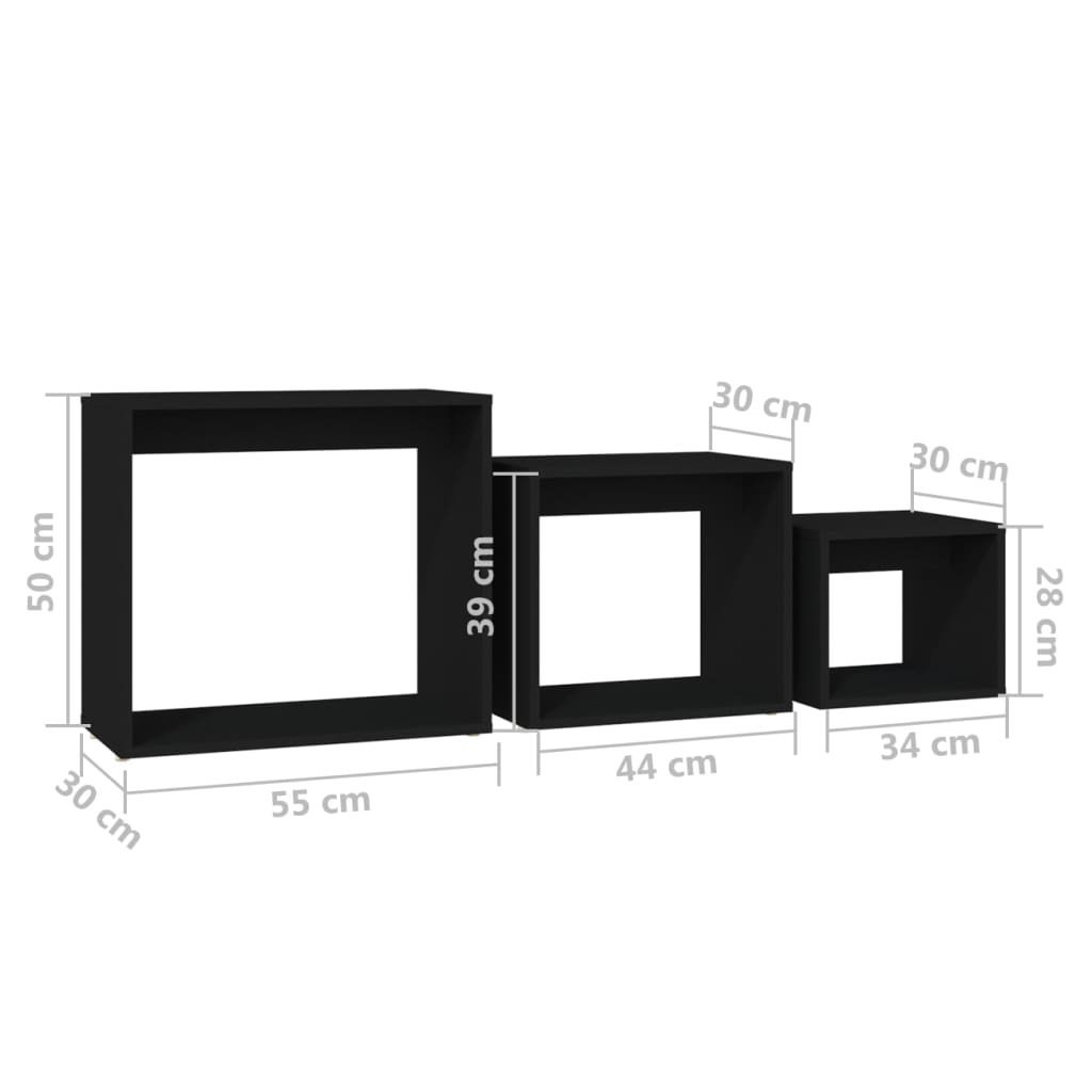 Stablebord 3 stk svart sponplate