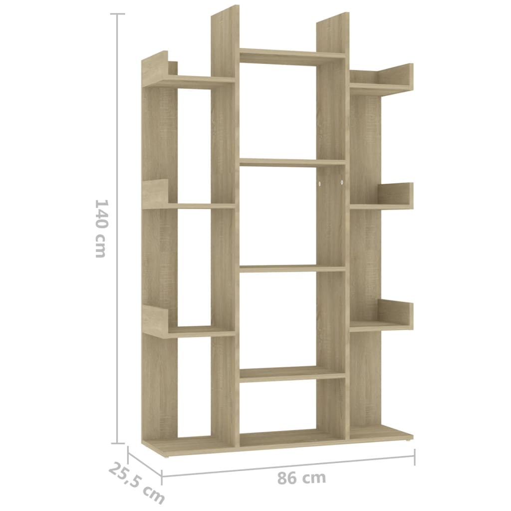 Bokhylle sonoma eik 86x25,5x140 cm konstruert tre