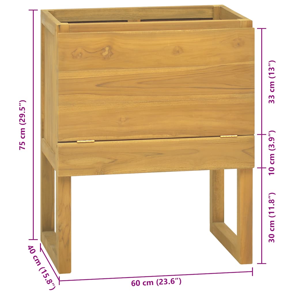 Baderomsskap 60x40x75 cm heltre teak