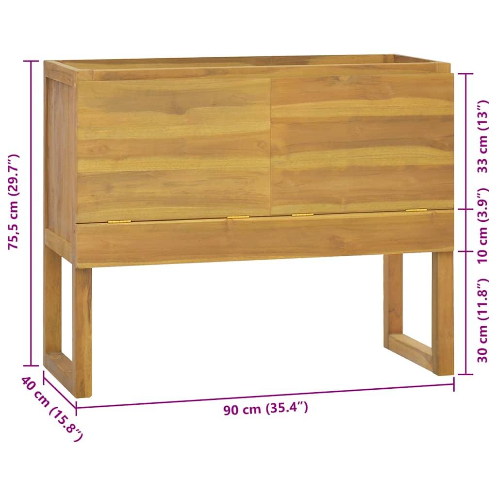 Baderomsskap 90x40x75,5 cm heltre teak