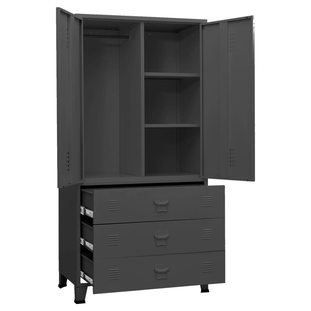 Garderobe antrasitt 90x50x180 cm metall