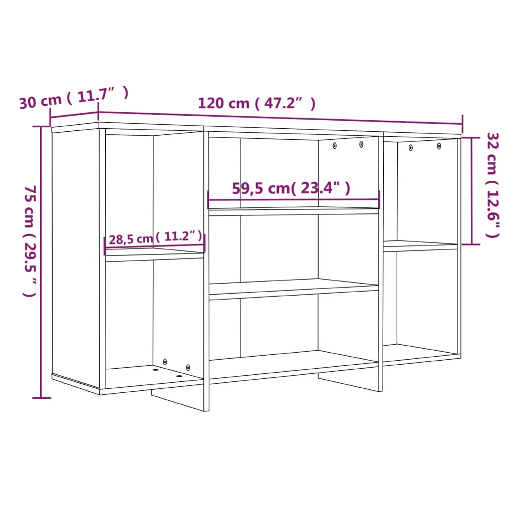 Skjenk sonoma eik 120x30x75 cm konstruert tre