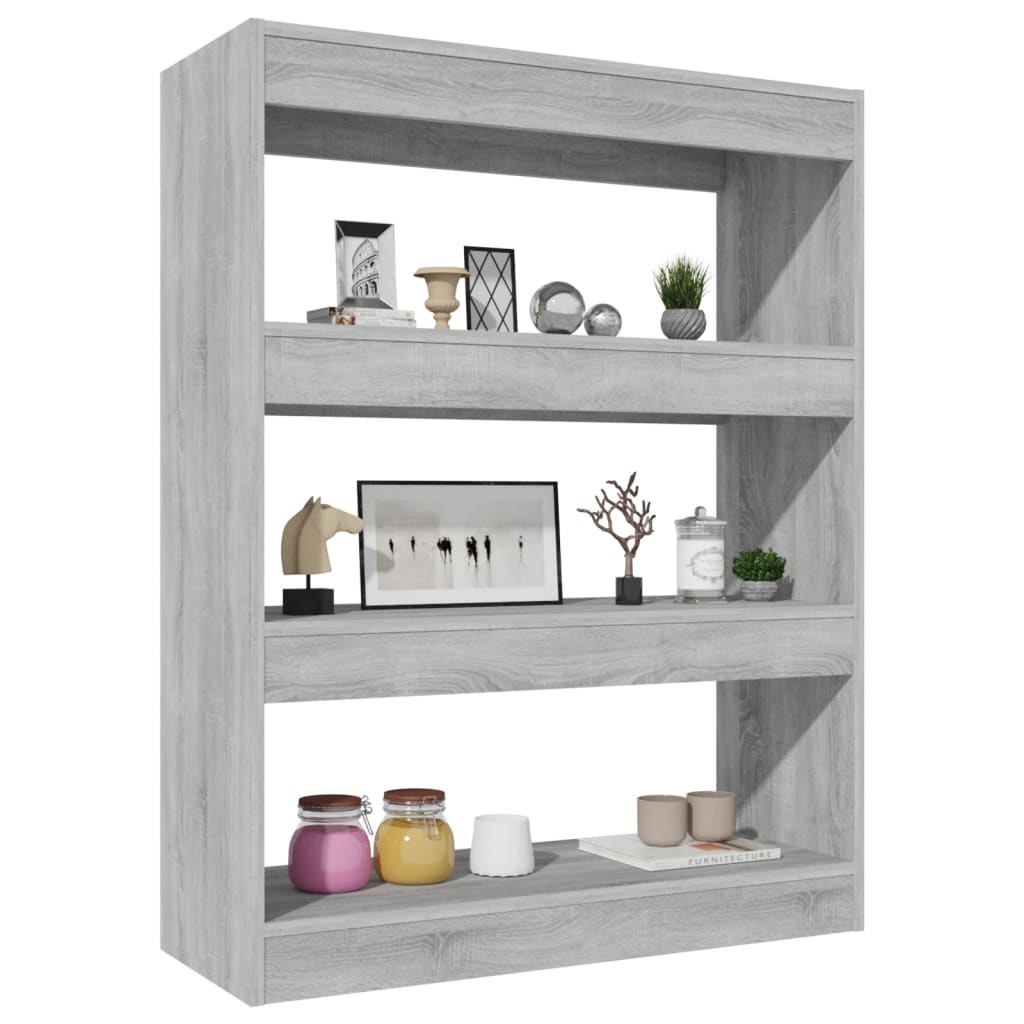 Bokhylle/romdeler grå sonoma eik 80x30x103 cm konstruert tre