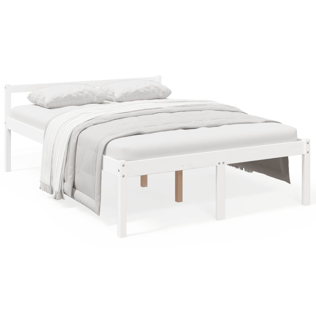 Sengeramme hvit 135x190 cm heltre furu
