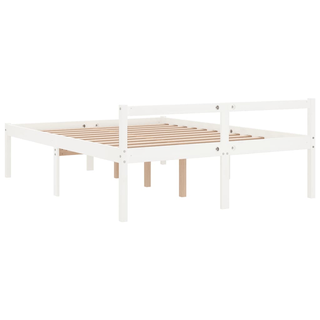 Sengeramme hvit 135x190 cm heltre furu