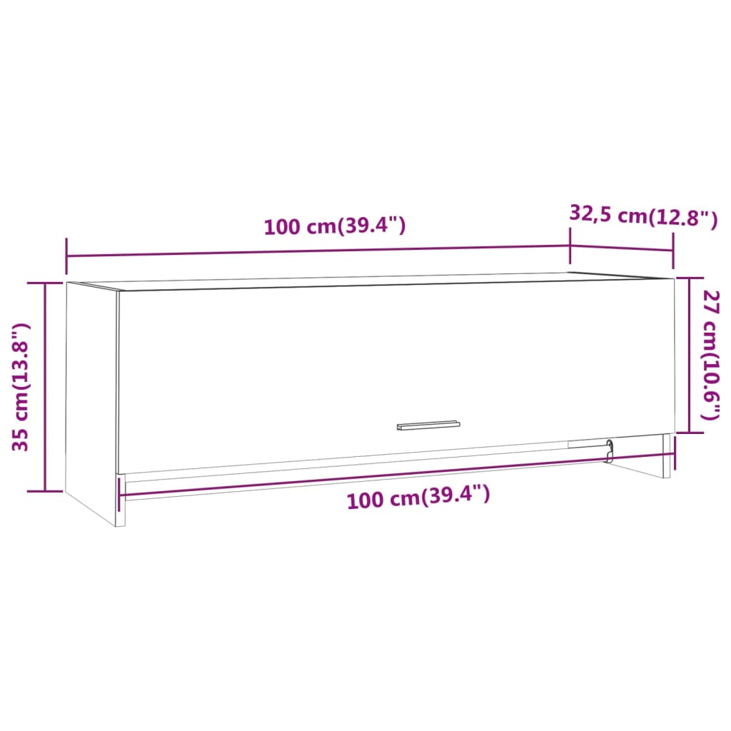 Garderobe brun eik 100x32,5x35 cm konstruert tre