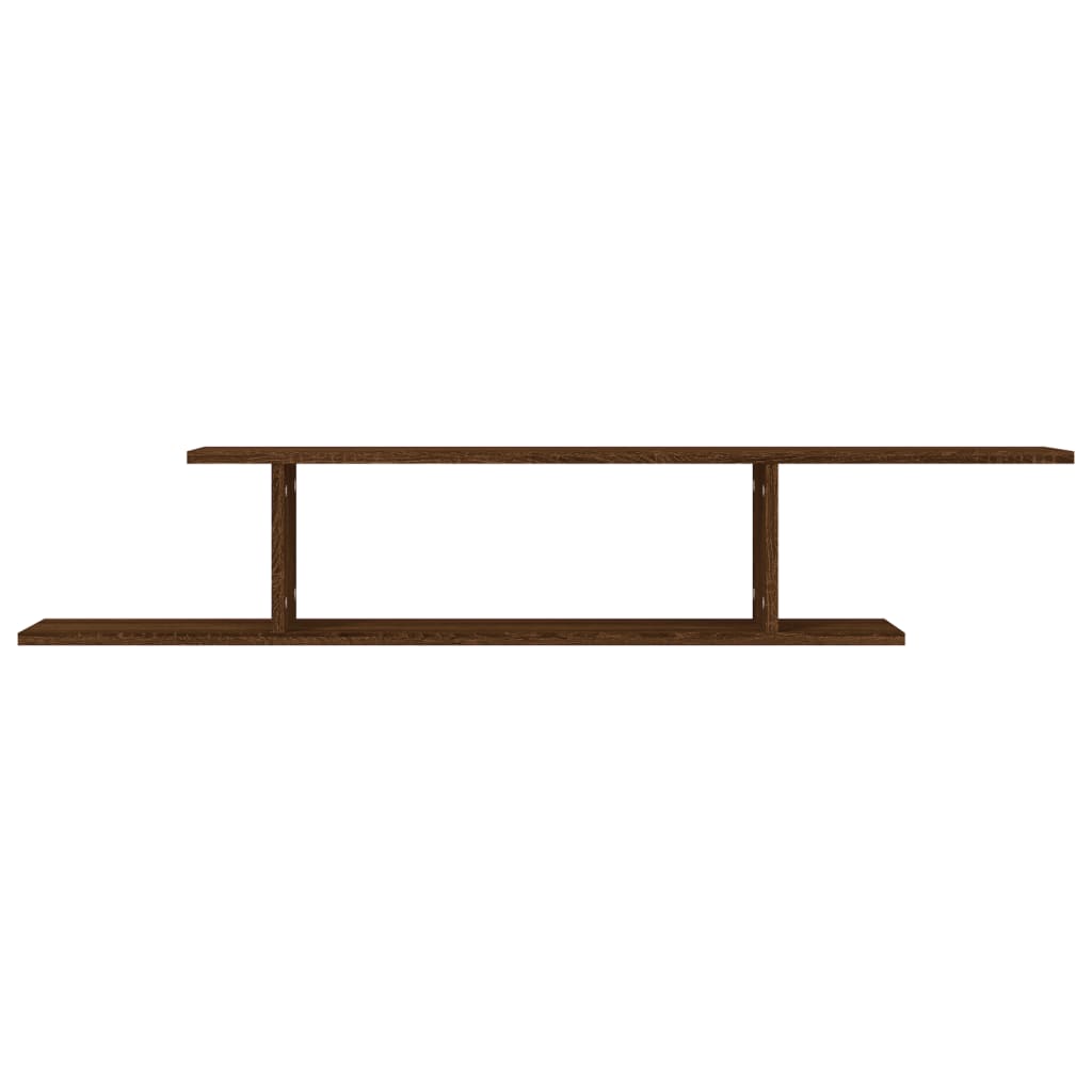 Veggmontert TV-hylle brun eik 125x18x23 cm konstruert tre