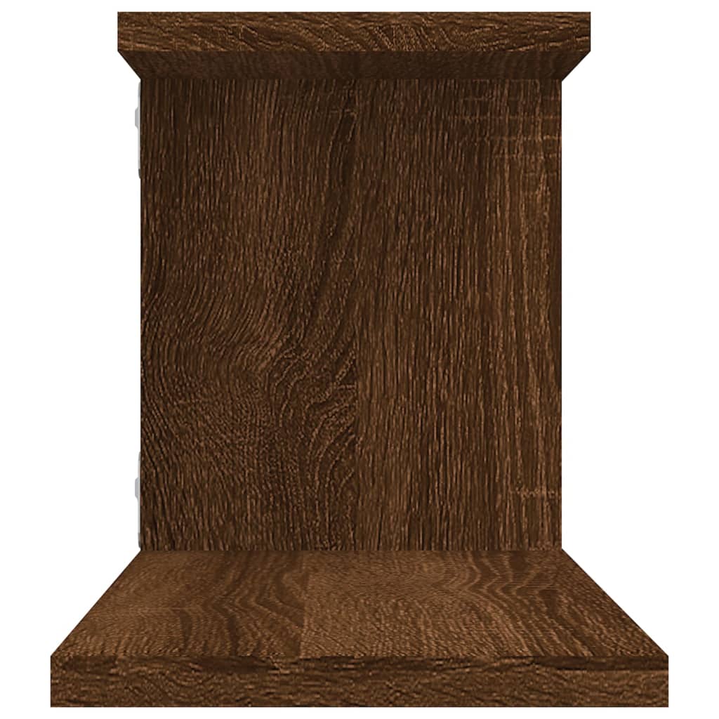 Veggmontert TV-hylle brun eik 125x18x23 cm konstruert tre