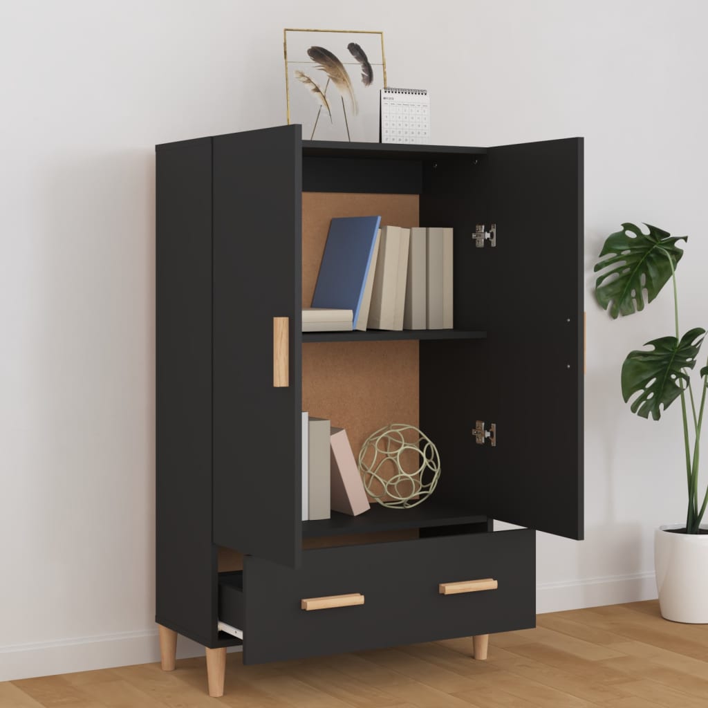 Vitrineskap svart 70x31x115 cm konstruert tre