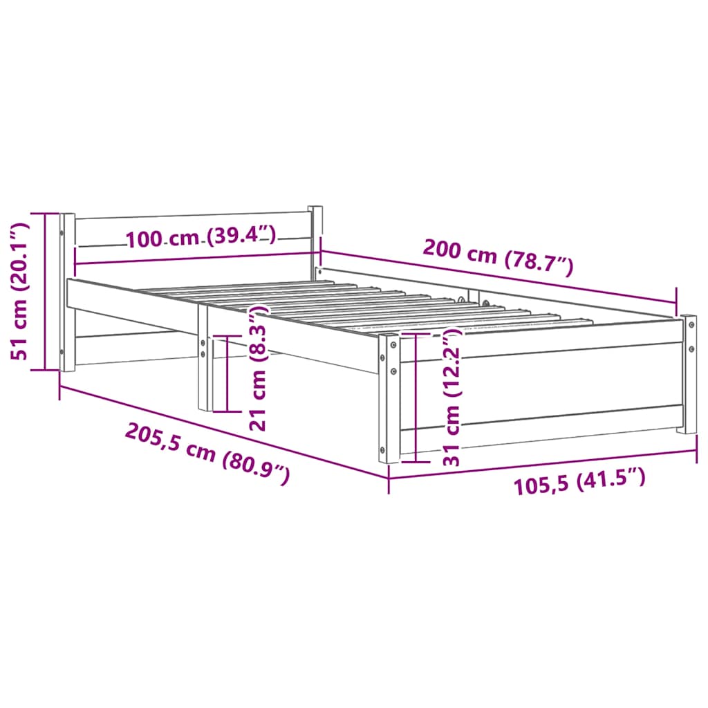 Sengeramme heltre 100x200 cm