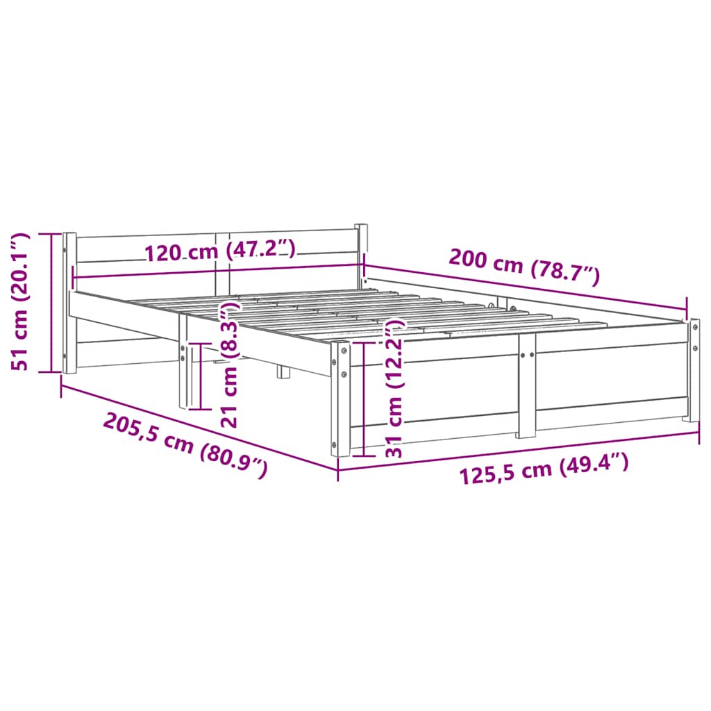 Sengeramme heltre 120x200 cm