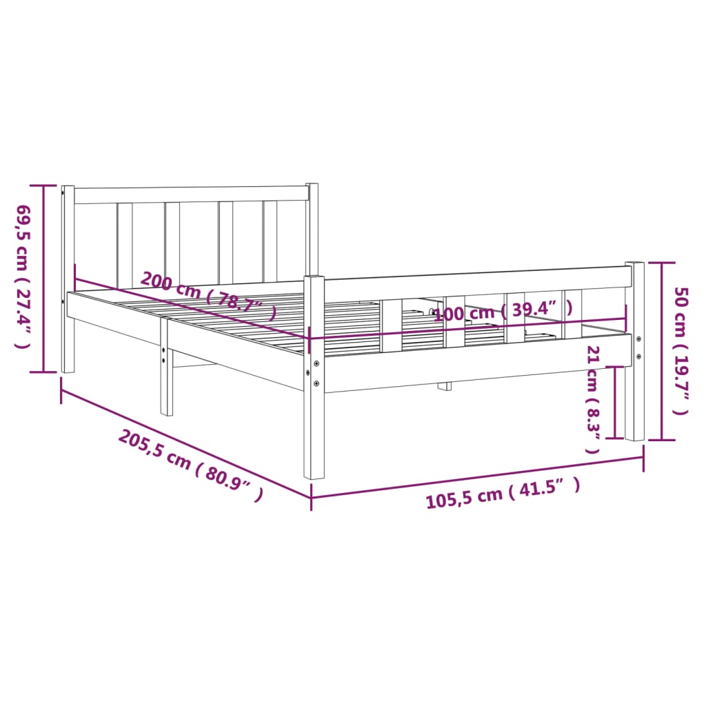 Sengeramme heltre 100x200 cm