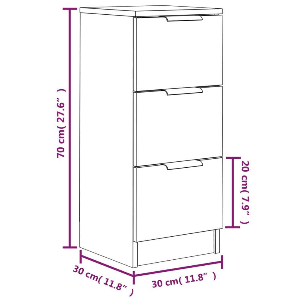 Skjenk sonoma eik 30x30x70 cm konstruert tre