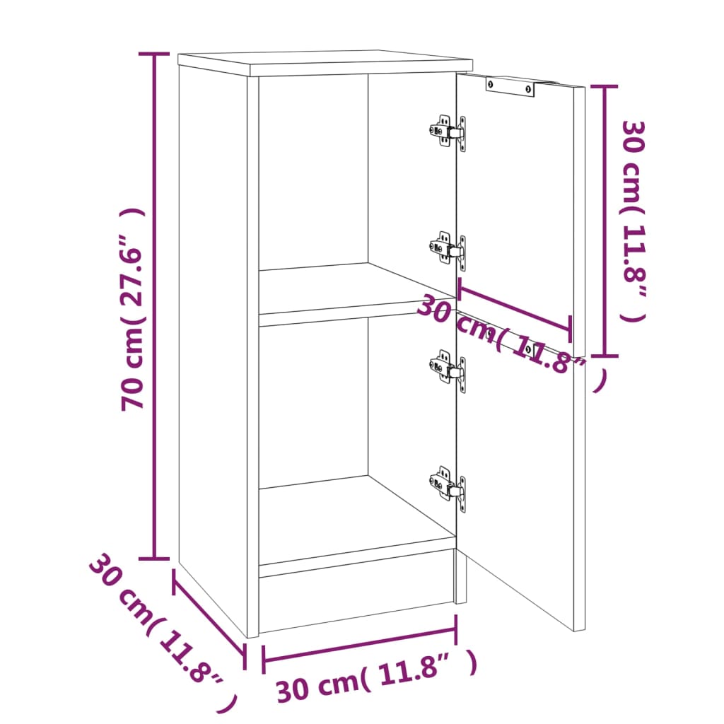 Skjenk sonoma eik 30x30x70 cm konstruert tre