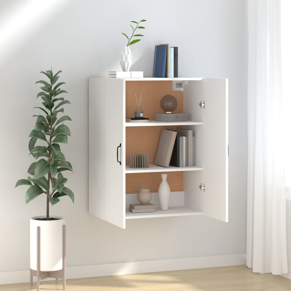Veggskap hvit 69,5x34x90 cm konstruert tre