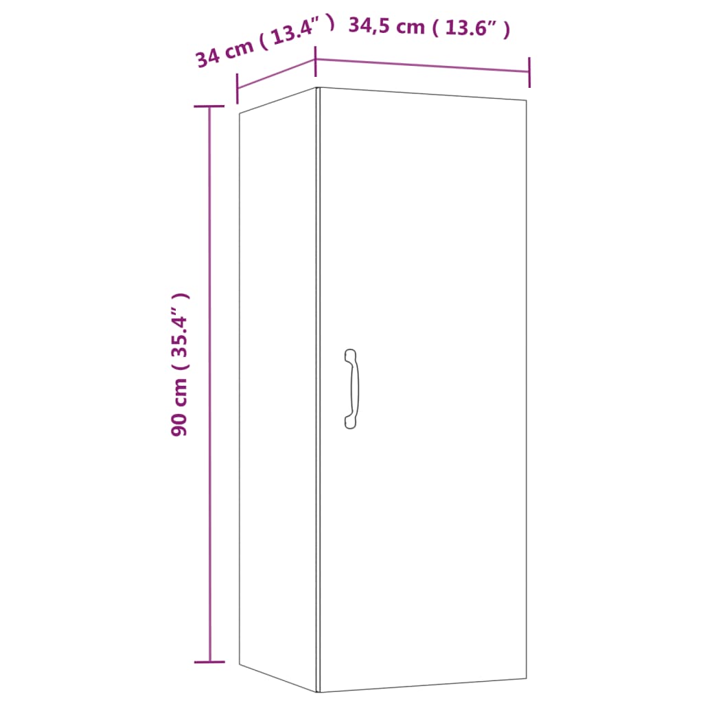 Veggskap sonoma eik 34,5x34x90 cm konstruert tre