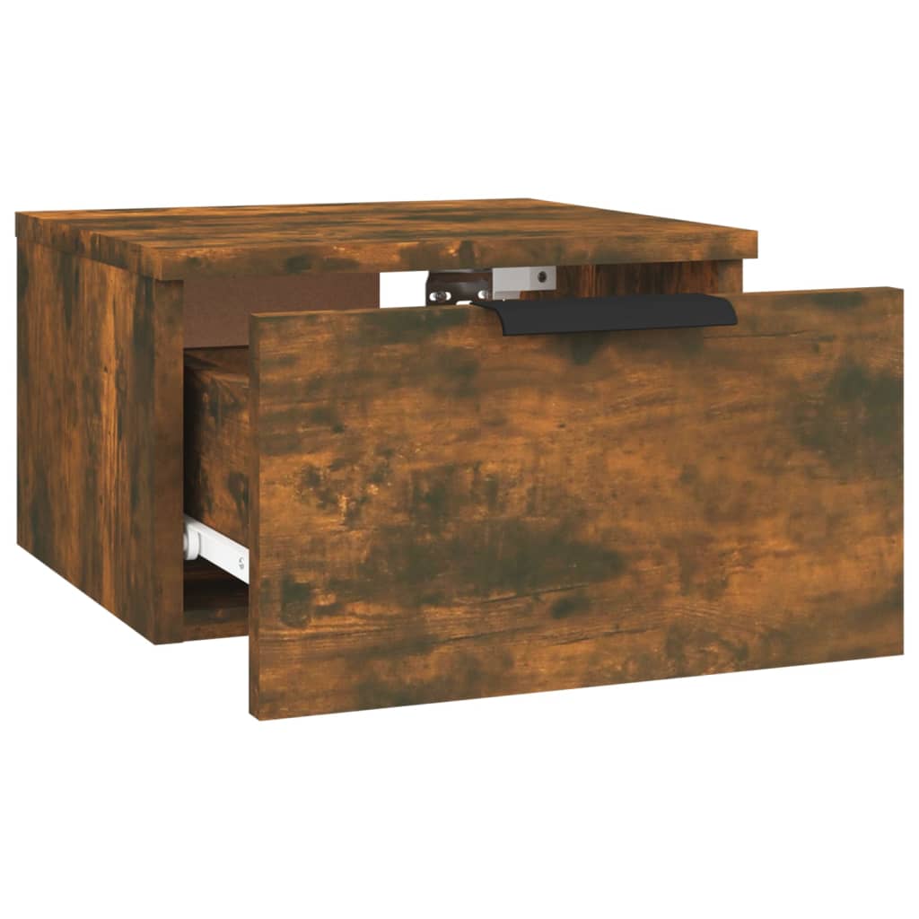 Veggmonterte nattbord 2 stk røkt eik 34x30x20 cm