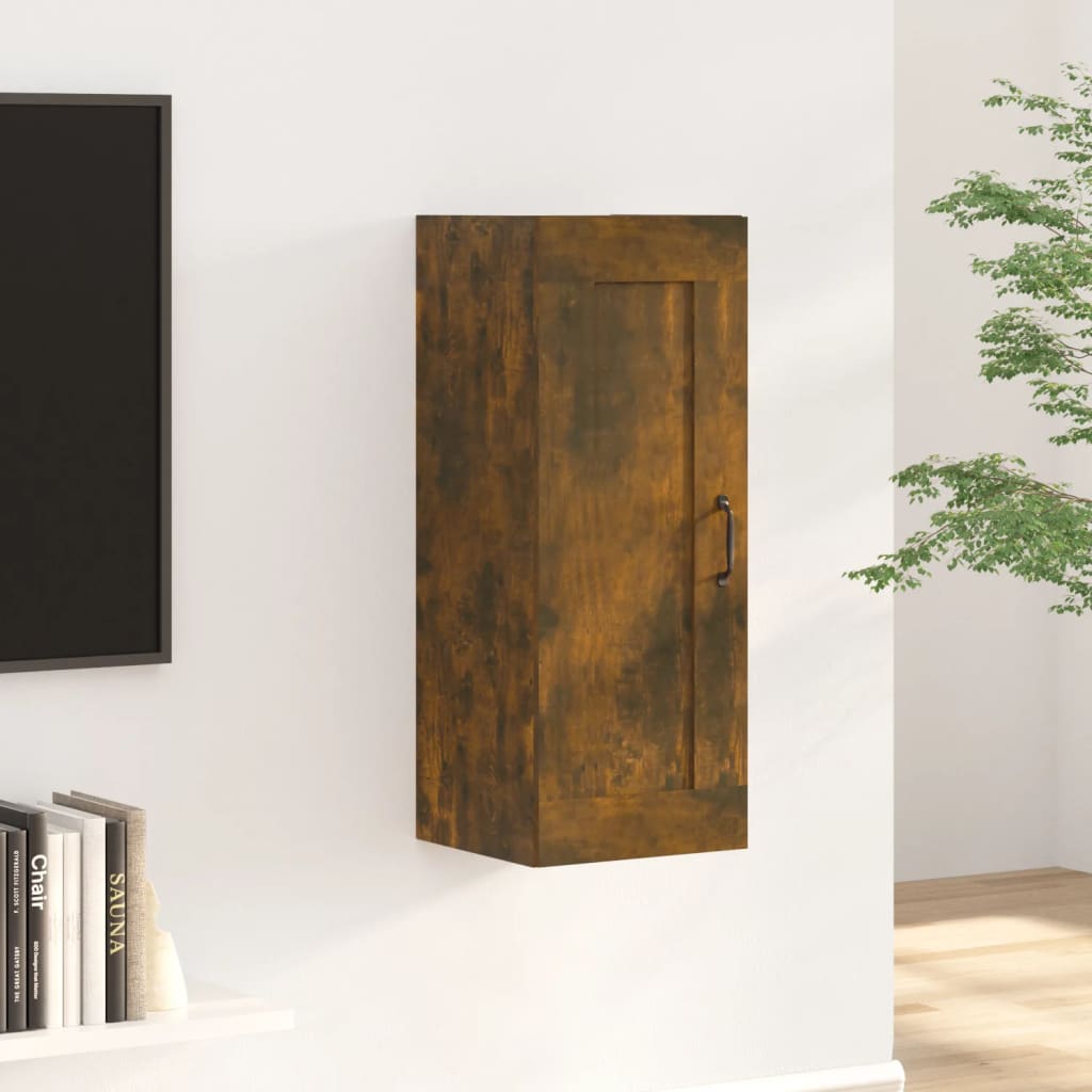 Vegghengt skap røkt eik 35x34x90 cm konstruert tre