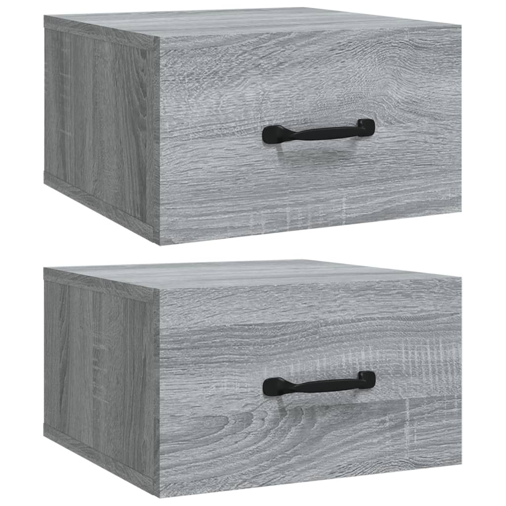 Veggmonterte nattbord 2 stk grå sonoma 35x35x20 cm