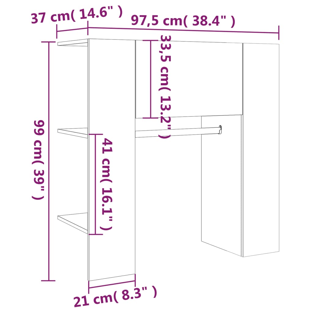 Gangskap grå sonoma 97,5x37x99 cm konstruert tre