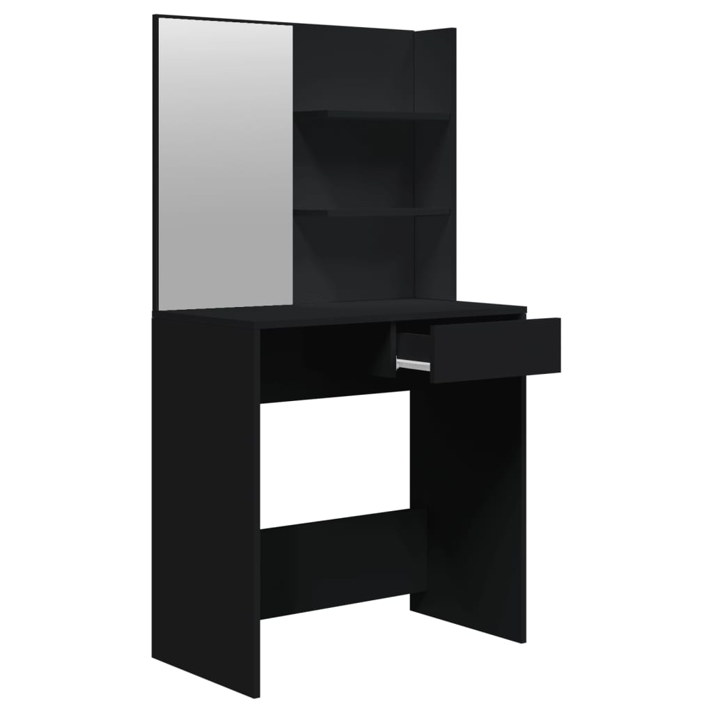 Sminkebordsett svart 74,5x40x141 cm