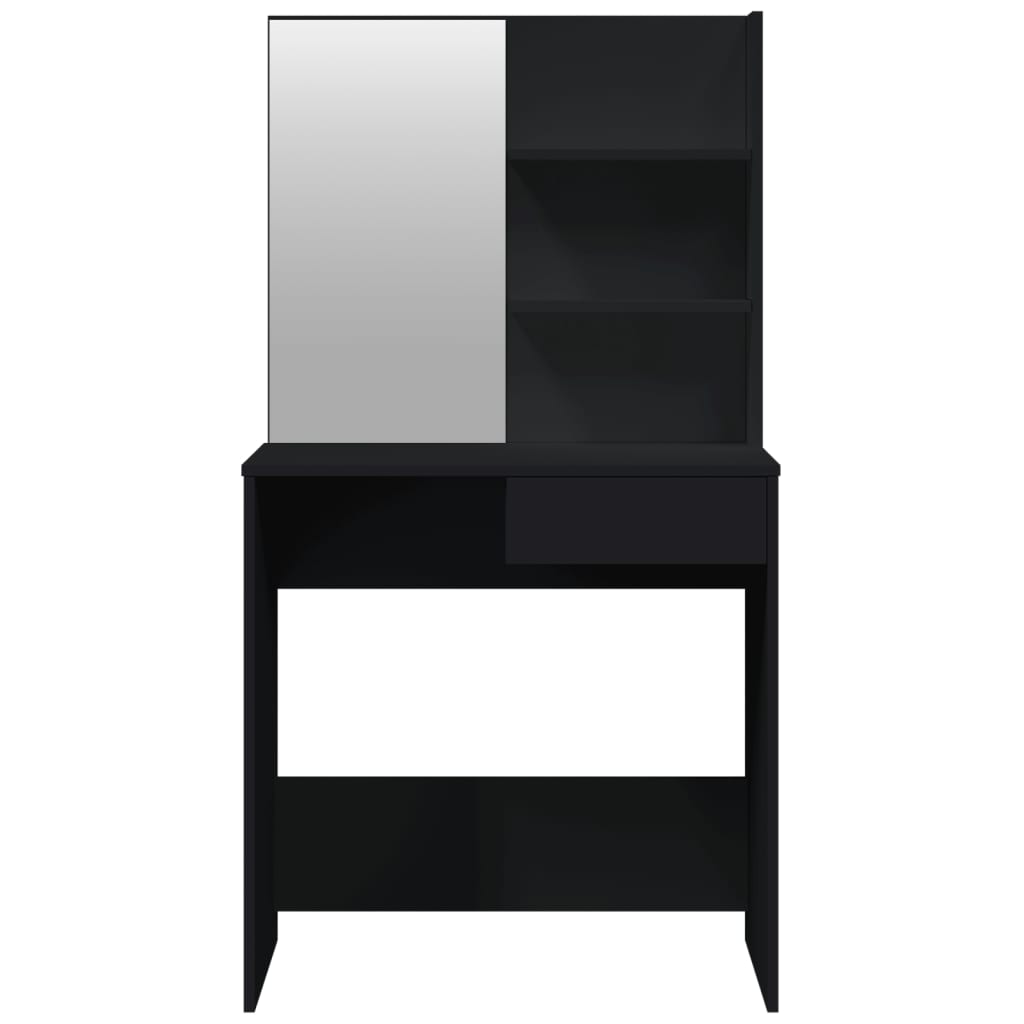 Sminkebordsett svart 74,5x40x141 cm