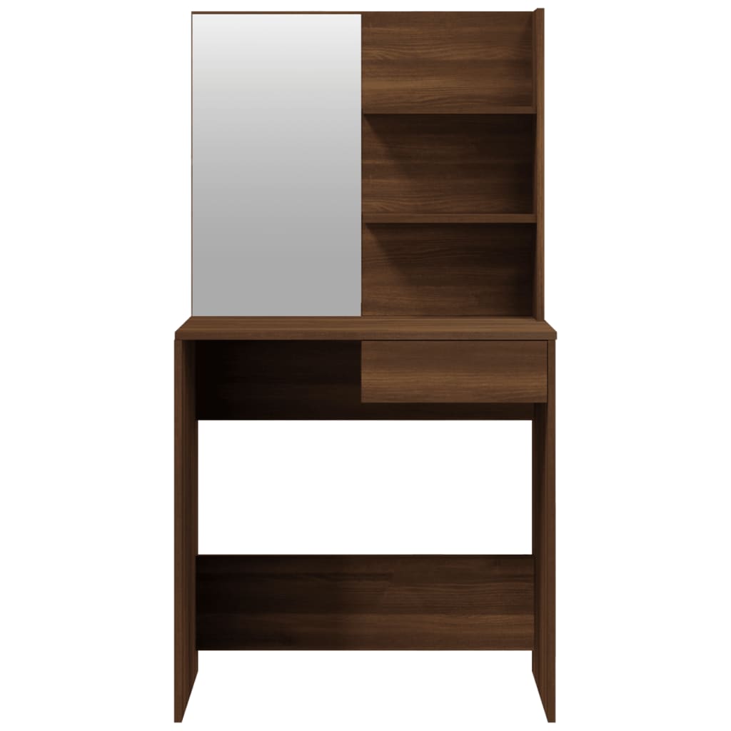 Sminkebordsett brun eik 74,5x40x141 cm