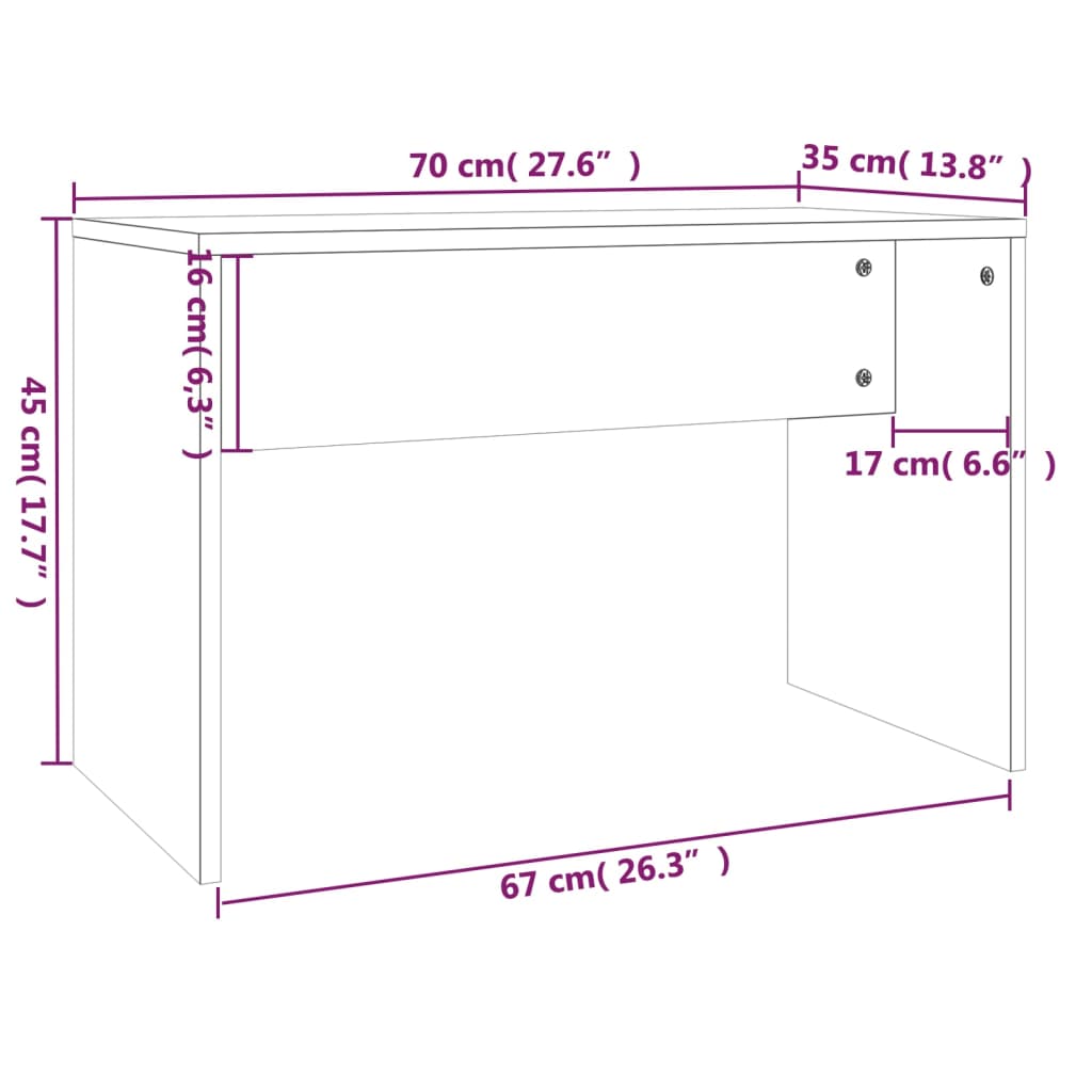 Sminkebordsett brun eik 74,5x40x141 cm