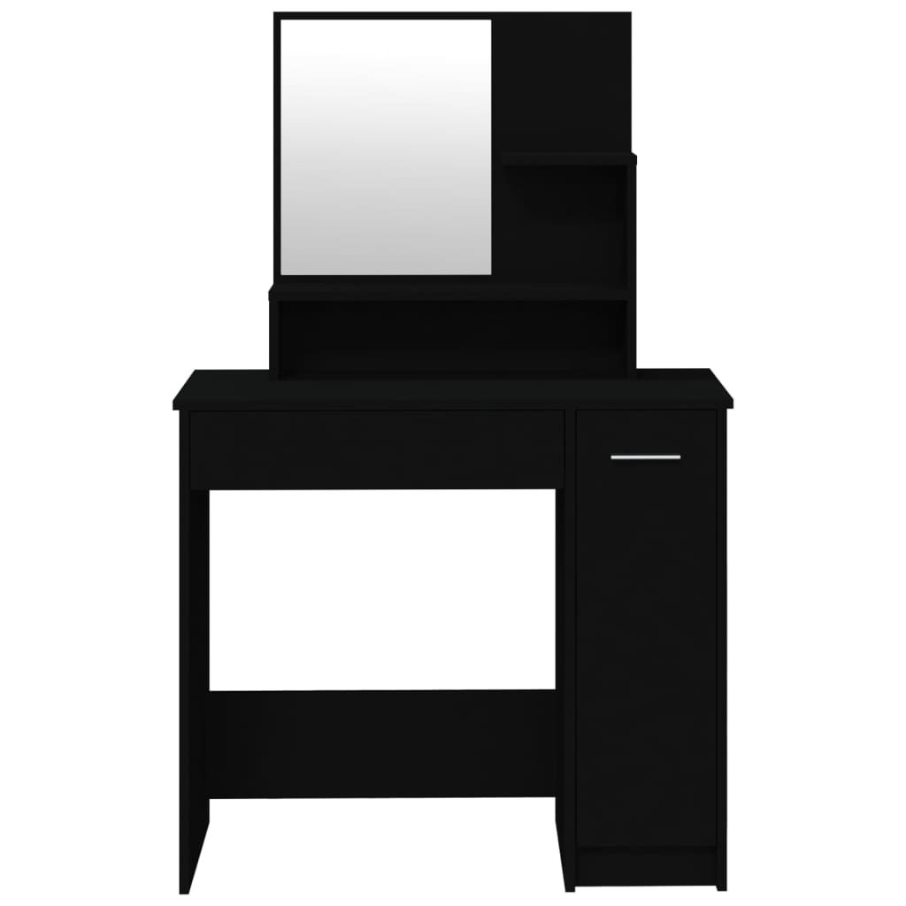 Sminkebordsett svart 86,5x35x136 cm